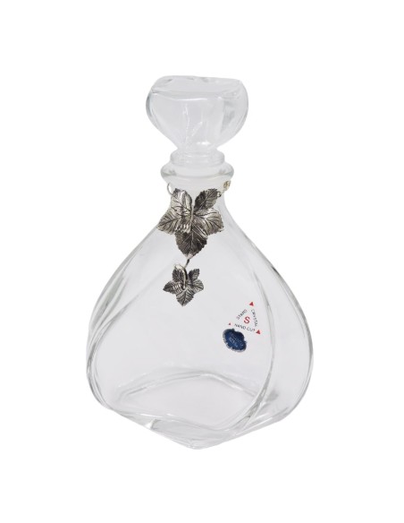 Twisted Crystal Liqueur Bottle with Silver Vine Leaf