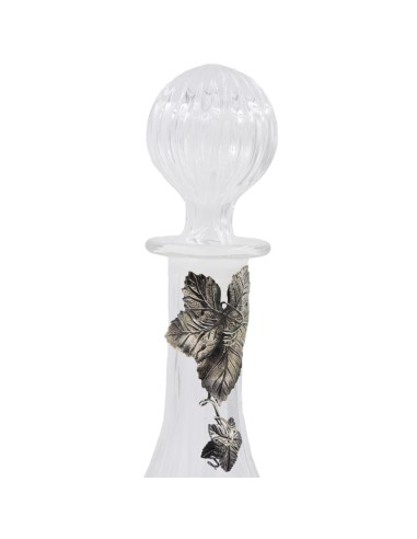 Rounded Crystal Liqueur Bottle with Silver Vine...
