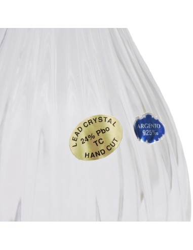 Rounded Crystal Liqueur Bottle with Silver Vine...