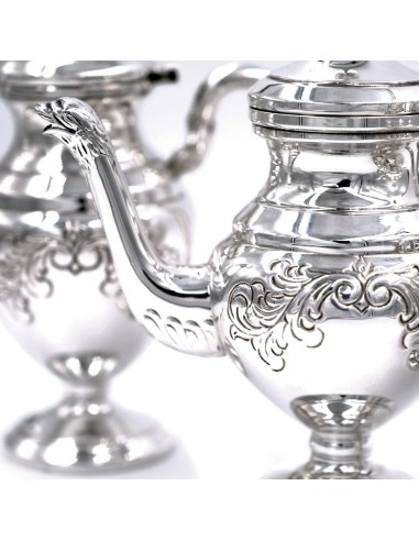 Servizio da Tè e Caffè in Argento 800 Cesellato...