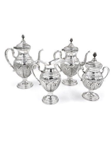 Italian Chiseled Solid Silver Tea and Coffee Set Empire Style