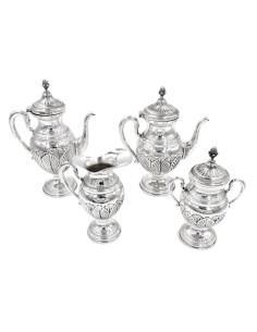Italian Chiseled Solid Silver Tea and Coffee Set Empire... 2