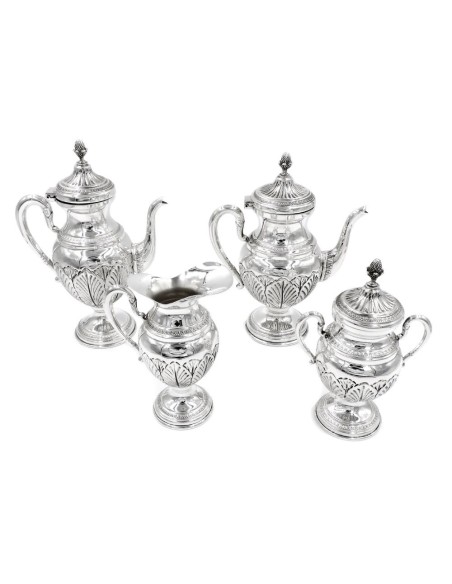 Italian Chiseled Solid Silver Tea and Coffee Set Empire Style