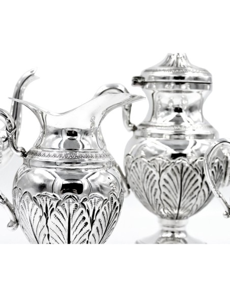 Italian Chiseled Solid Silver Tea and Coffee Set Empire Style