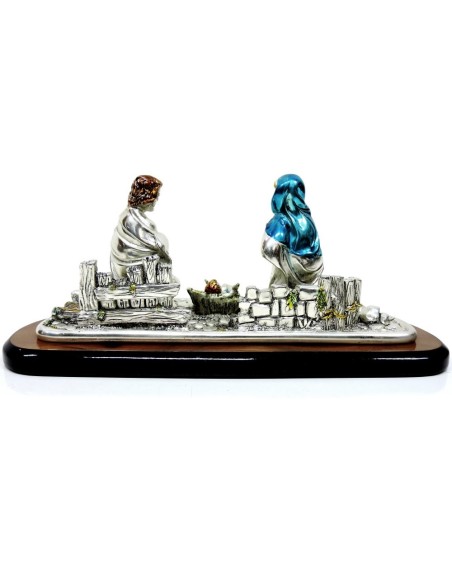 Holy Family Silver Plated Resin Sculpture