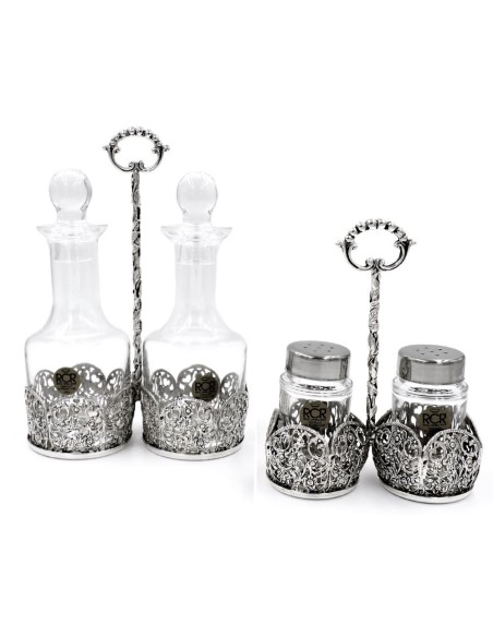 Set Olio Aceto Sale Pepe in Argento 925 e Cristallo