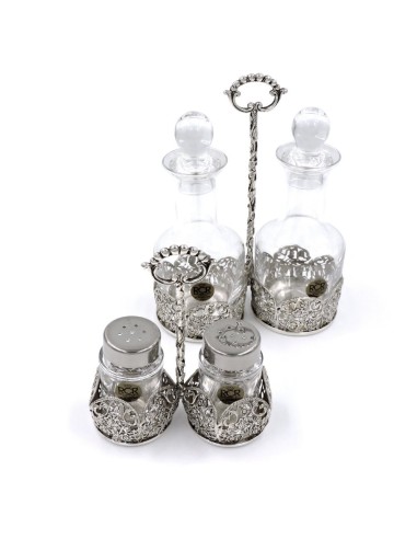 Solid Silver and Fine Crystal Cruet Set with...