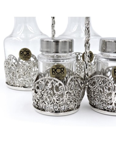 Solid Silver and Fine Crystal Cruet Set with...