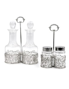 Gewürzset aus 925er Silber und Kristallblättern