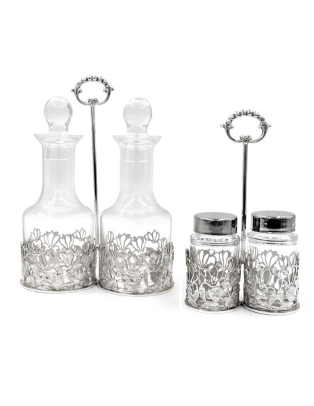 Gewürzset aus 925er Silber und Kristallblättern