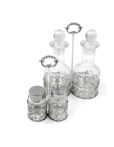 Solid Silver and Fine Crystal Cruet Set with...