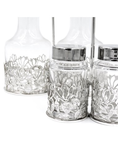 Solid Silver and Fine Crystal Cruet Set with...