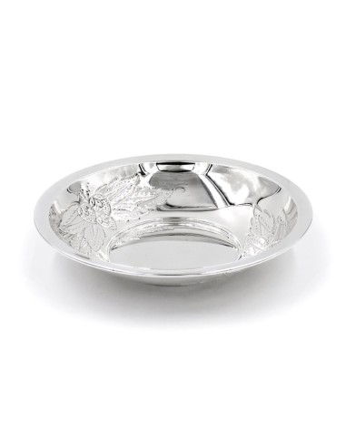 Italian Solid Silver Chiseled Bon Bon Bowl Strawberries Pattern