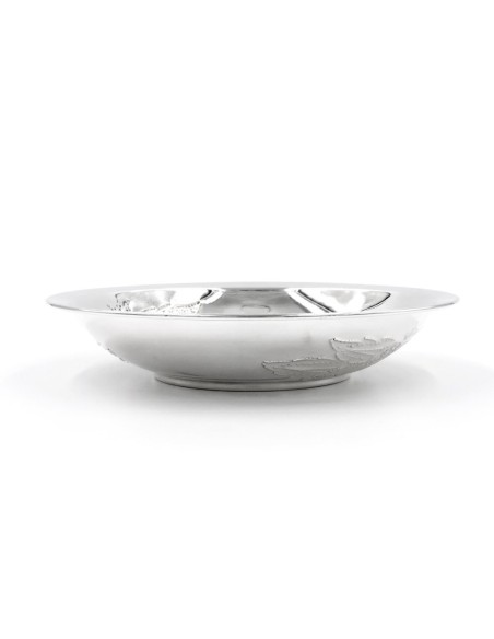 Italian Solid Silver Chiseled Bon Bon Bowl Strawberries Pattern