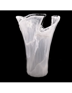 White Murano Glass Vase Whirlpool 