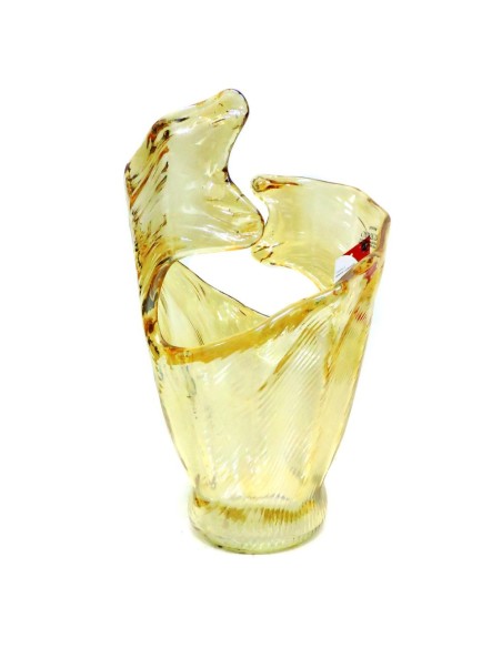 Honey Shiny Murano Glass Waves Vase by Tammaro Home