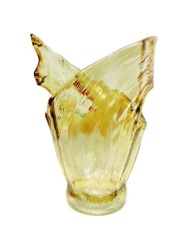 Honey Shiny Murano Glass Waves Vase by Tammaro...