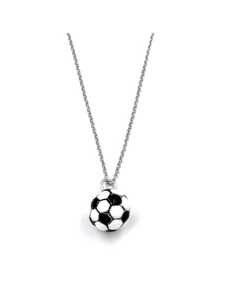 Collana in Argento con Ciondolo Pallone da Calcio Smaltato