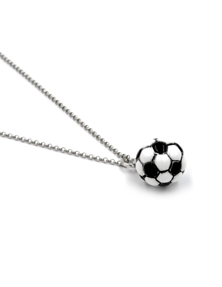 Collana in Argento con Ciondolo Pallone da Calcio Smaltato