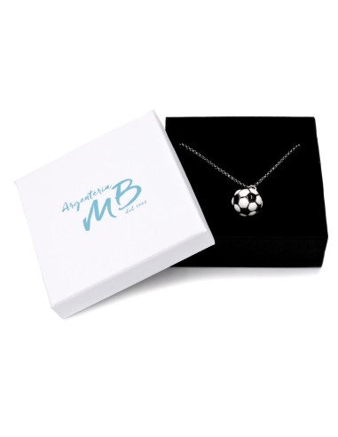 Solid Silver Necklace with Football Ball Pendant 