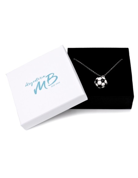 Collana in Argento con Ciondolo Pallone da Calcio Smaltato