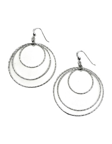 Orecchini Tre Cerchi Pendenti in Argento 925 Effetto Diamantato by Damiano Argenti