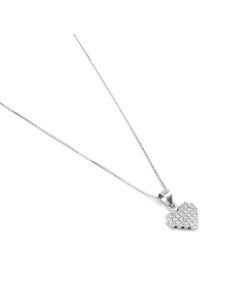 925 Sterling Silver Necklace with White Pixel Heart Pendant  2
