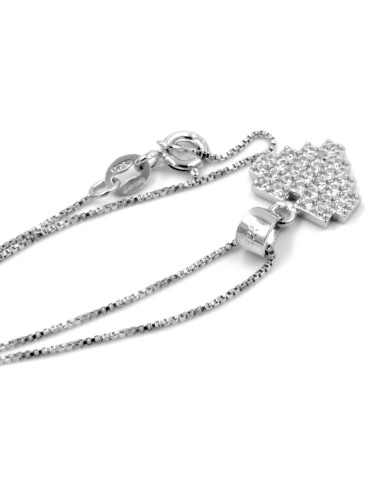 925 Sterling Silver Necklace with White Pixel...