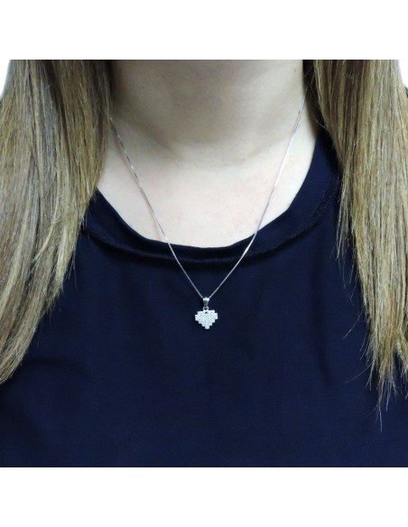 Bracciale Catena Donna in Argento 925 Rodiato con Ciondolo Doppio Cuore