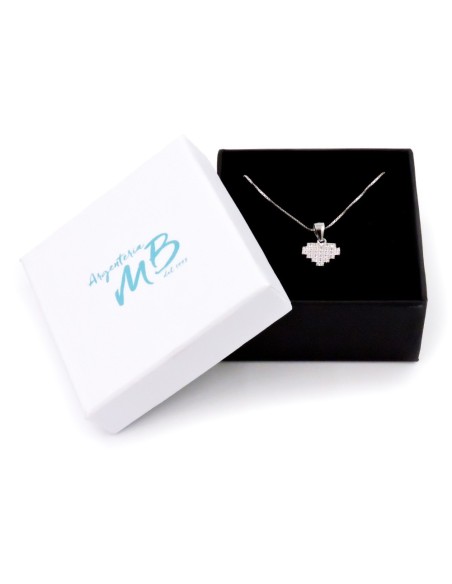 Bracciale Catena Donna in Argento 925 Rodiato con Ciondolo Doppio Cuore