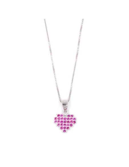 Bracciale Catena Donna in Argento 925 Rodiato con Ciondolo Doppio Cuore