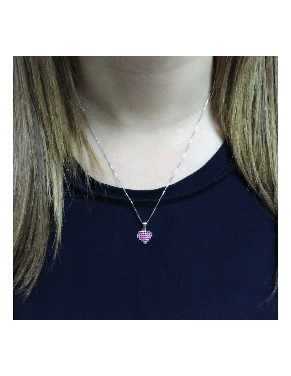Collana Cuore Donna In Argento 925 Con Zircone 5A – Ciondolo 19,2x14 Mm, Catena 45 Cm, Regalo Per Mamma E Fidanzata