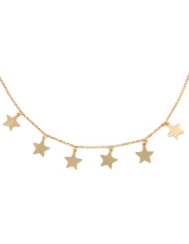 Golden Plated Sterling Silver Necklace with Star Pendants 