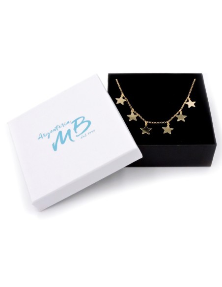 Collana con Stelle Pendenti in Argento 925 Placcato Oro
