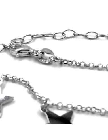 Solid Silver Necklace with  Star Pendants 