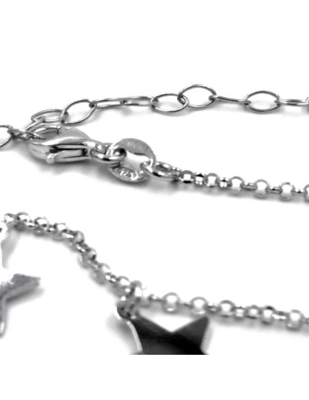 Bracciale Catena Donna in Argento 925 Rodiato con Ciondolo Doppio Cuore