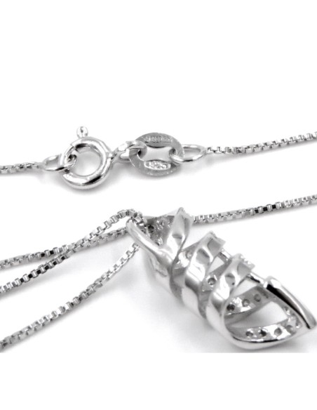 Solid Silver Necklace with Tubular Spiral Pendant 