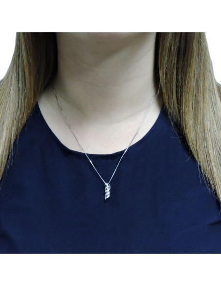 Collana con Ciondolo Spirale in Argento 925 e Zirconi Bianchi