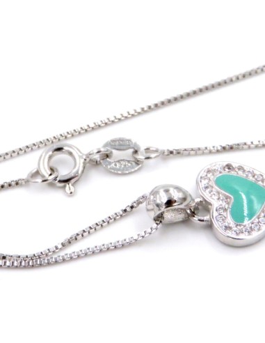 Collana con Ciondolo Cuore Turchese in Argento...