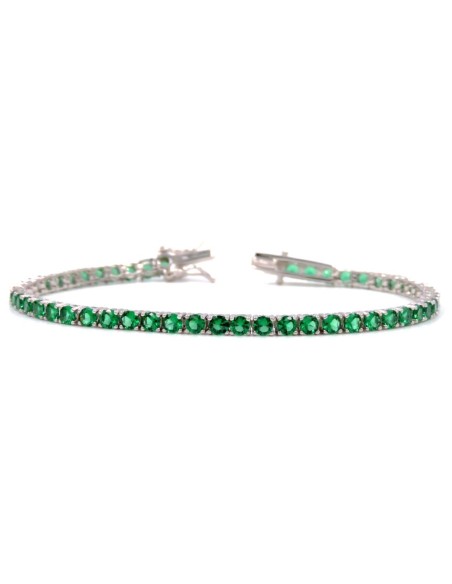 Bracciale Tennis in Argento 925 con Zirconi Verdi