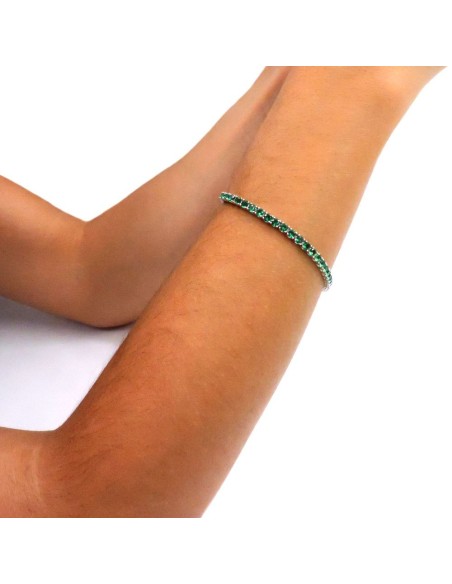 925 Sterling Silver Green Tennis Bracelet 