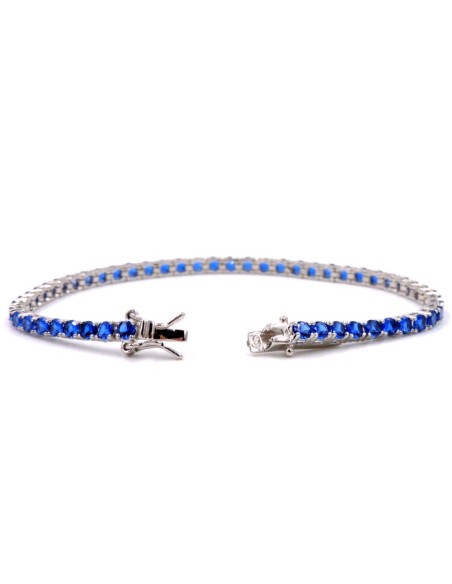 925 Sterling Silver Blue Tennis Bracelet 