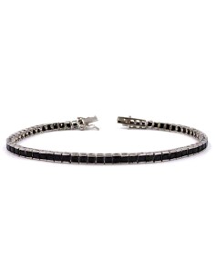 925 Sterling Silver Tennis Bracelet with Black Zircons