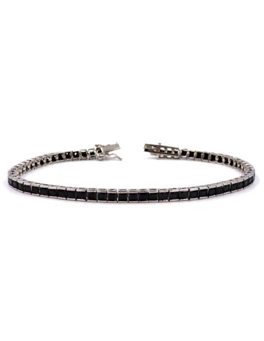 925 Sterling Silver Tennis Bracelet with Black Zircons