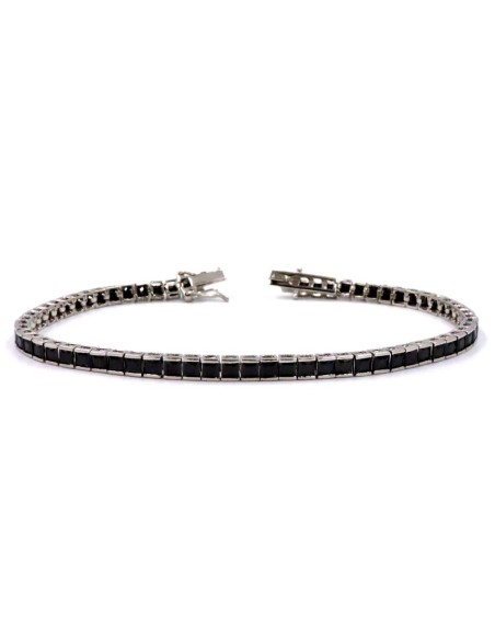 925 Sterling Silver Tennis Bracelet with Black Zircons