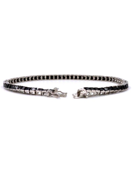 925 Sterling Silver Tennis Bracelet with Black Zircons