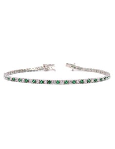 Bracciale Tennis in Argento 925 con Zirconi Verdi e Bianchi
