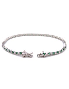 Bracciale Tennis in Argento 925 con Zirconi Verdi e Bianchi 2