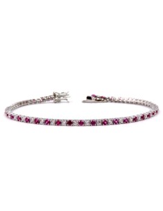 925 Sterling Silver Tennis Bracelet with White and Pink...