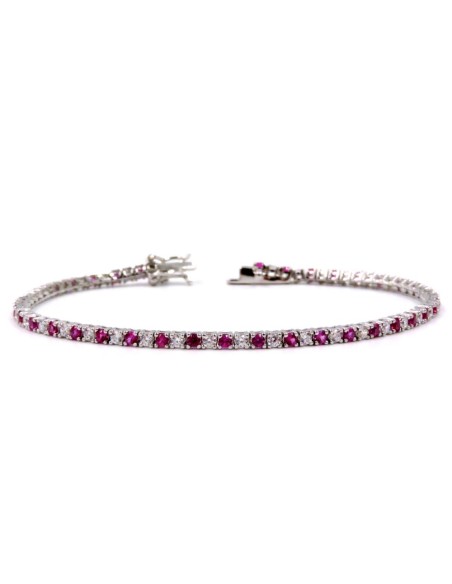 Bracciale Tennis in Argento 925 con Zirconi Rosa e Bianchi